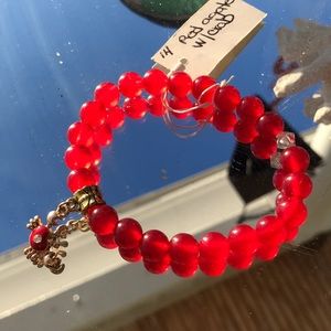 Red agate bracelet w/ red crab charm